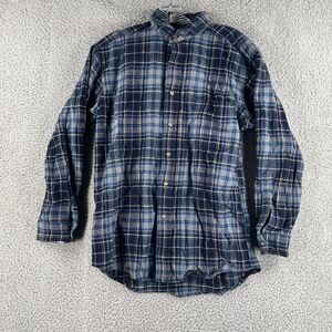 Vtg Pendleton 100% Wool Button Up Shirt Sz S Blue Plaid Flannel Made USA